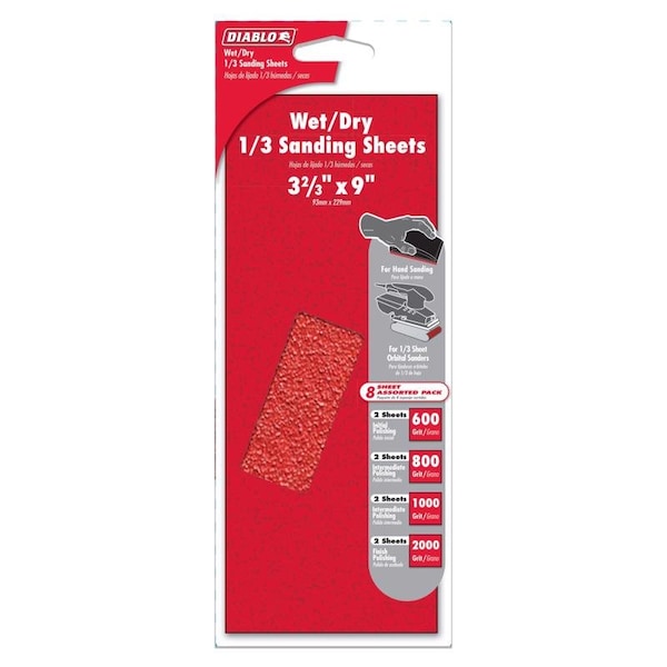 Diablo Diablo 9 in. L X 3-2/3 in. W Assorted Grit Aluminum Oxide Sanding Sheet 10 pk DCS323ASTS10G - main